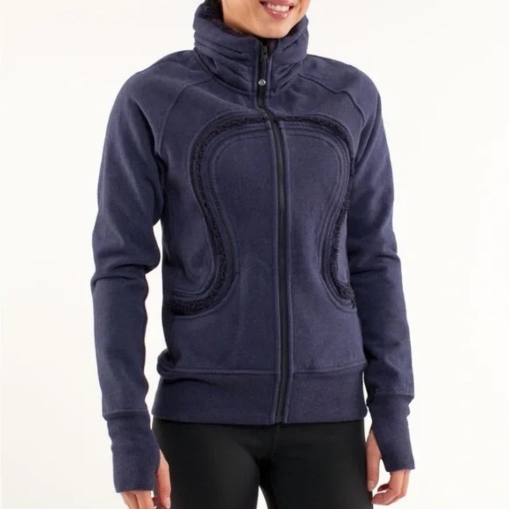 Lululemon Cuddle Up zip Jacket, size 4, dark purple (heathered black swan)